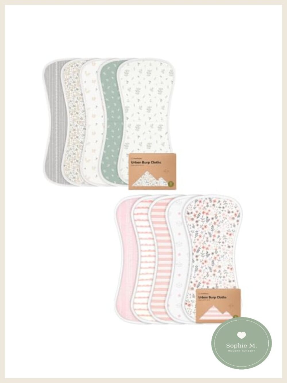 5-Pack Super Absorbent Cotton Burp Cloths for Newborns